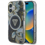 Guess Glitter Flowers Triangle Buttons MagSafe-hoesje voor Apple iPhone 16, zwart