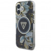 Guess Glitter Flowers Triangle Buttons MagSafe-hoesje voor Apple iPhone 16, zwart