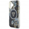 Guess Glitter Flowers Triangle Buttons MagSafe-hoesje voor Apple iPhone 16, zwart