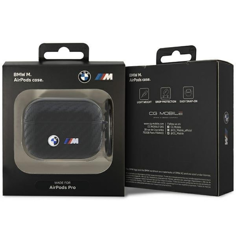 BMW BMAPWMPUCA2 Carbon Double Metal Logo hoesje voor Apple AirPods Pro, zwart
