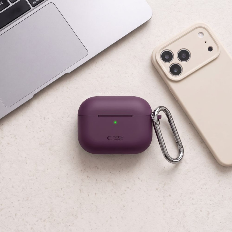 Tech-Protect Silicone Hook THP6103 Apple AirPods Pro 3 oplaadcase-hoesje, bordeaux