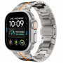 Tech-Protect Stainless THP6100 Apple Watch 8 / 9 / 10 / 11 / 12 / SE / Ultra 44/45/46/49 mm roestvrijstalen armband, titanium/oranje