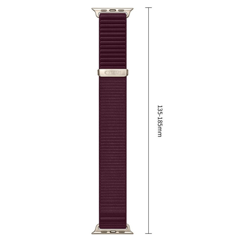 Tech-Protect Nylonloop Apple Watch 8 / 9 / 10 / 11 / 12 / SE / Ultra 44/45/46/49 mm horlogeband, Deep Burgundy