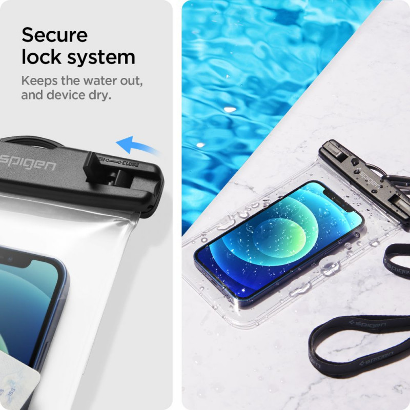 Spigen A601 universele waterdichte hoes (2 stuks), kristalhelder