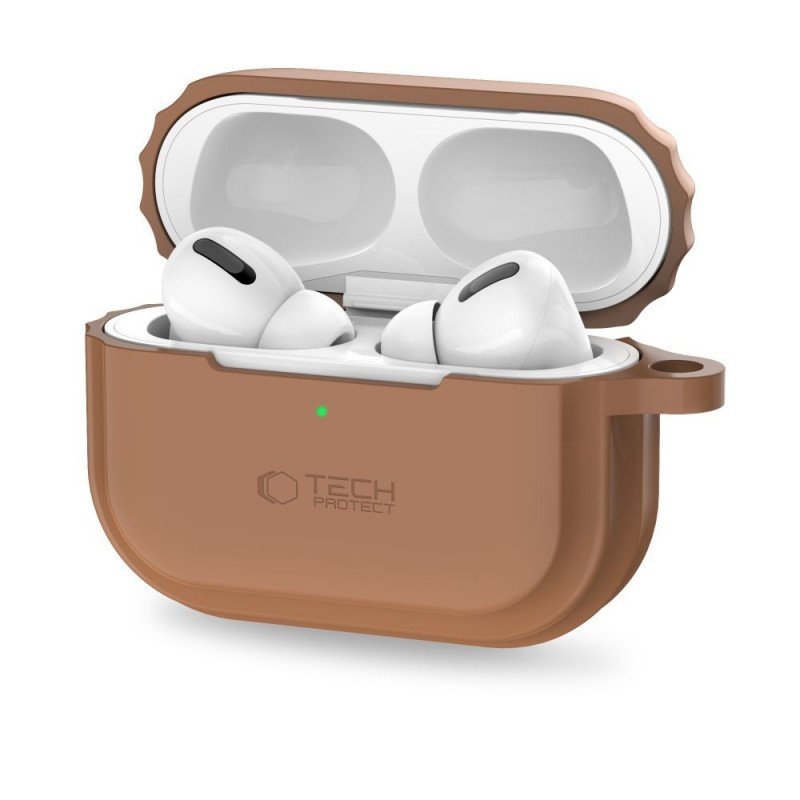 Tech-Protect Siliconen touwcase voor Apple AirPods Pro 1 / 2, chocoladebruin