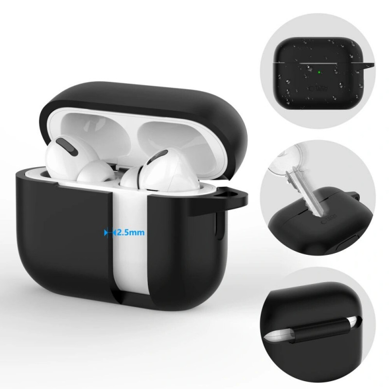 Tech-Protect Siliconen hoesje met haak voor Apple AirPods Pro 1 / 2, Cafe Latte