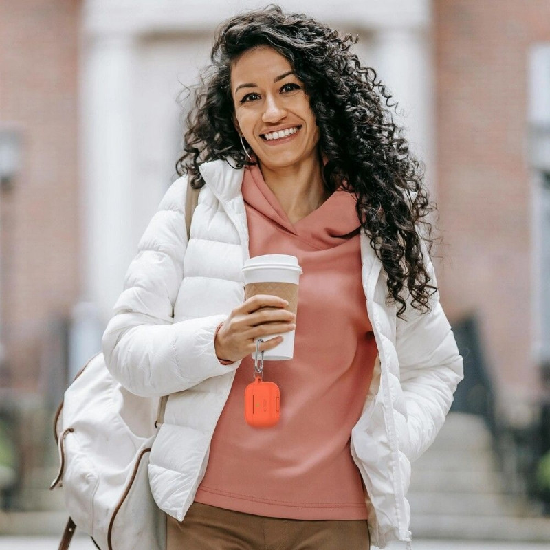 Tech-Protect Siliconen hoesje met haak voor Apple AirPods Pro 1 / 2, Cafe Latte