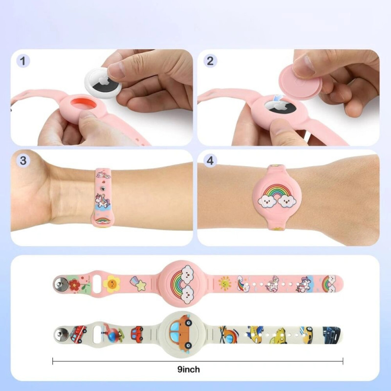 Tech-Protect Smooth Band voor kinderen polsband voor Apple AirTag 1 / 2, kleurrijk (2 stuks)