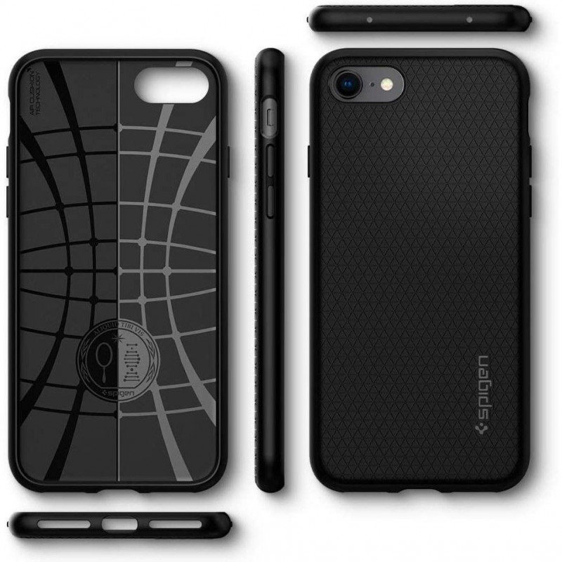 Spigen Liquid Air-hoesje voor Apple iPhone SE 2022 / SE 2020 / 8 / 7, zwart