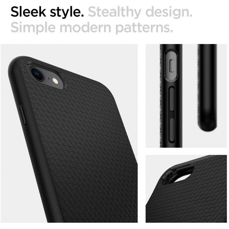Spigen Liquid Air-hoesje voor Apple iPhone SE 2022 / SE 2020 / 8 / 7, zwart