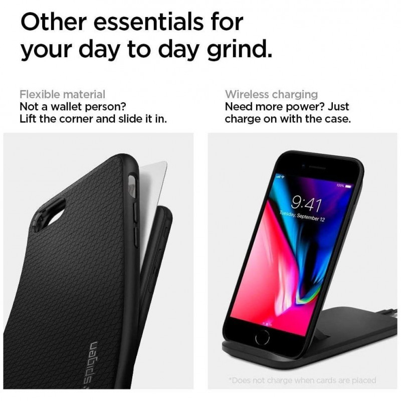 Spigen Liquid Air-hoesje voor Apple iPhone SE 2022 / SE 2020 / 8 / 7, zwart