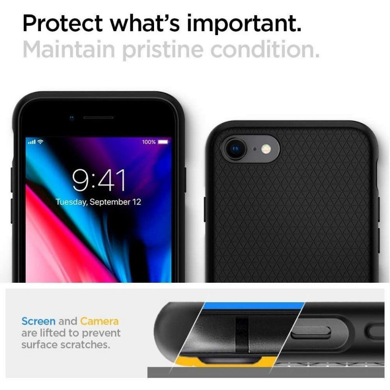 Spigen Liquid Air-hoesje voor Apple iPhone SE 2022 / SE 2020 / 8 / 7, zwart