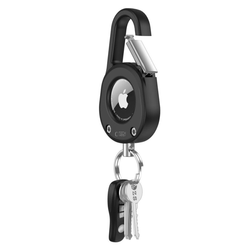 Tech-Protect Slidelock Carabiner-sleutelhangerhoesje voor Apple AirTag 1/2, zwart