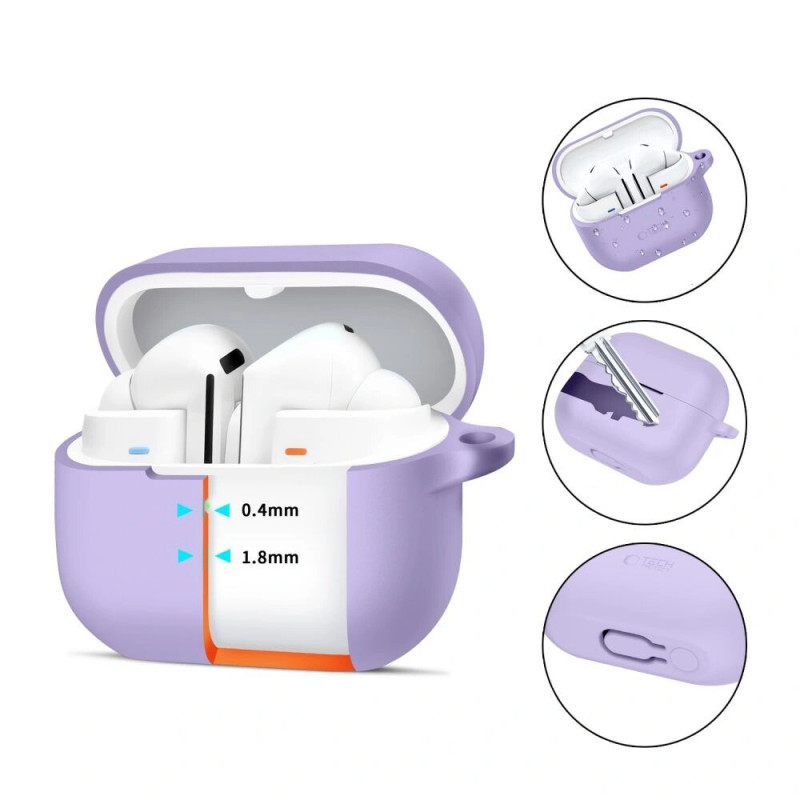 Tech-Protect silicone haakhoesje voor Samsung Galaxy Buds 3 / 3 FE / 3 Pro, lavendel