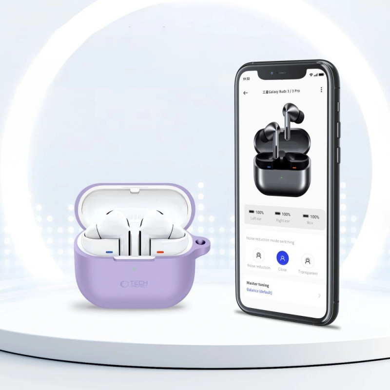 Tech-Protect silicone haakhoesje voor Samsung Galaxy Buds 3 / 3 FE / 3 Pro, lavendel