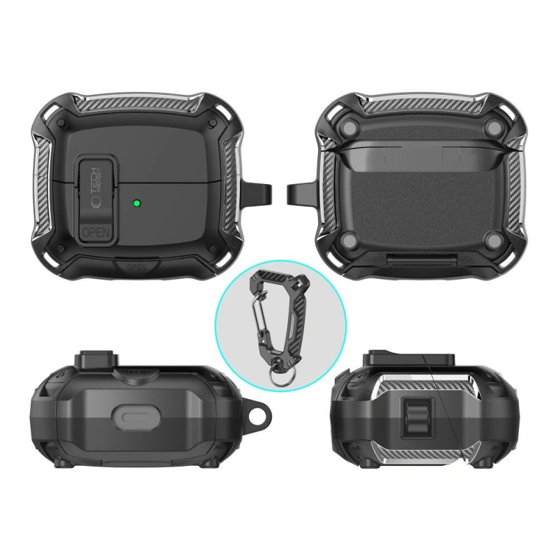 Tech-Protect Carbonox MagSafe-hoesje THP4736 voor Samsung Galaxy Buds 3 / 3 FE / 3 Pro, zwart