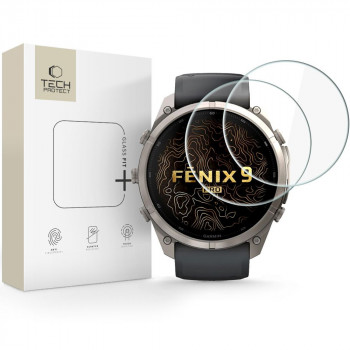 Tech-Protect Glass Fit+ gehard glas voor Garmin Fenix 9 Pro 51 mm, transparant (2 st.)