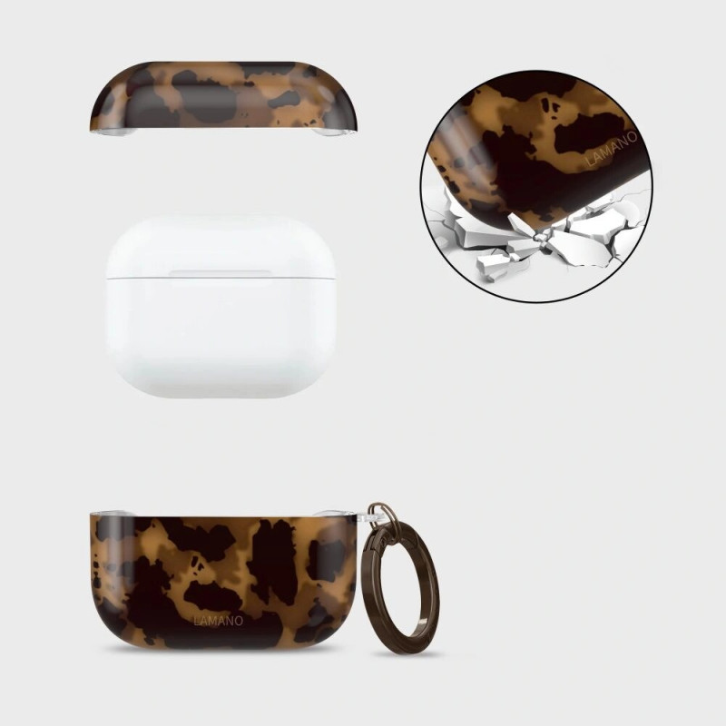 Tech-Protect Lamano hoesje Apple AirPods Pro 1 / 2 Panther (zwart en bruin)