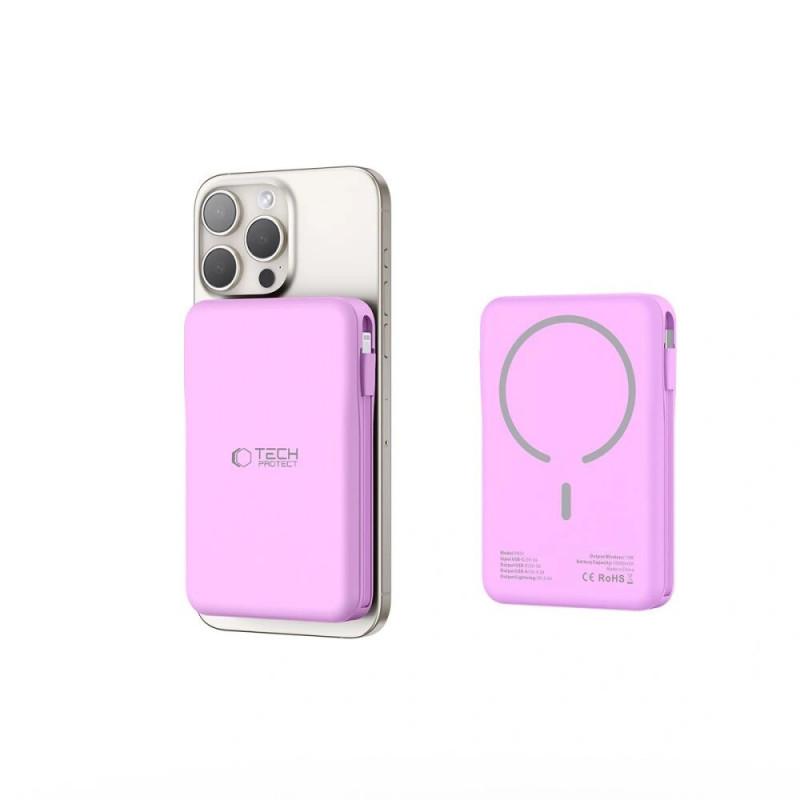 Tech-Protect PB31 LifeMag MagSafe powerbank, 10000 mAh, 15 W, lavendel
