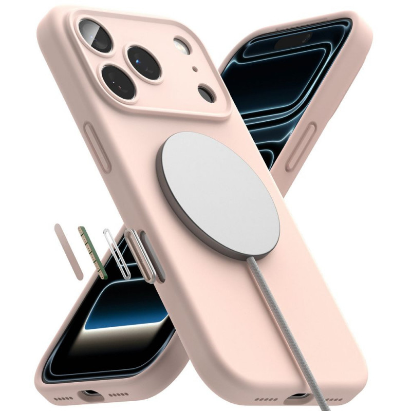 Ringke Siliconen Magnetische MagSafe-hoes voor Apple iPhone 18 Pro, Roze Zand