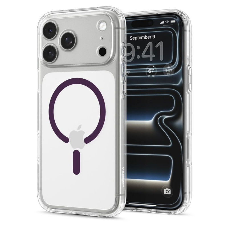 Spigen Ultra Hybrid MagSafe-hoesje voor Apple iPhone 17 Pro / 18 Pro, transparant/burgundy