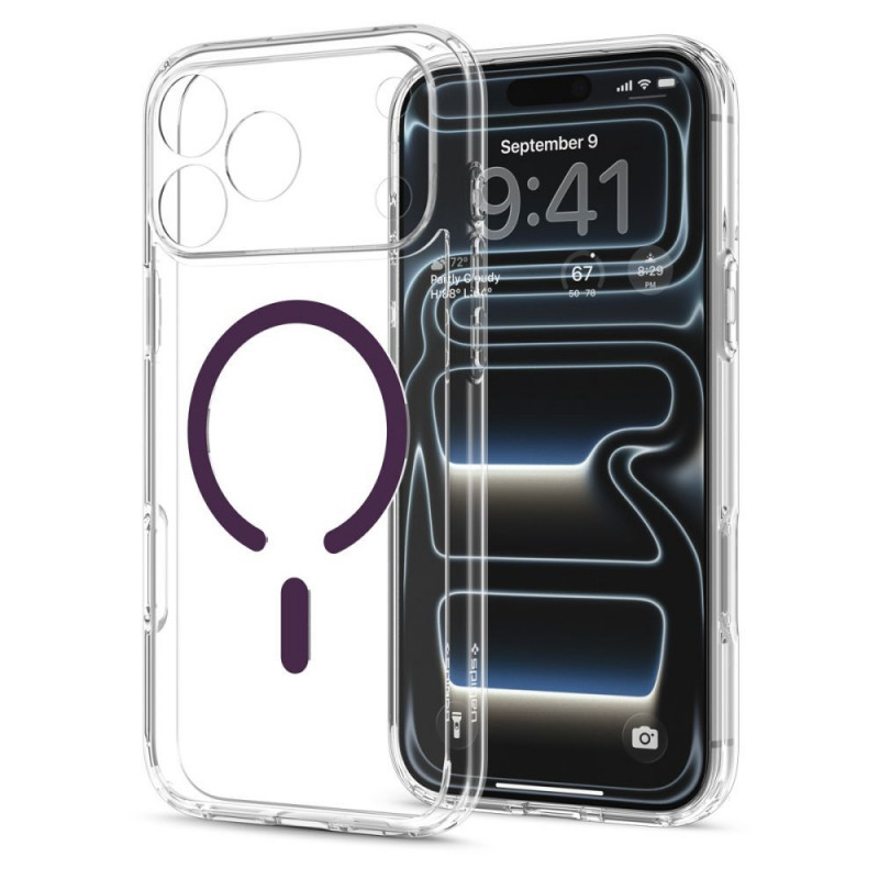 Spigen Ultra Hybrid MagSafe-hoesje voor Apple iPhone 17 Pro / 18 Pro, transparant/burgundy