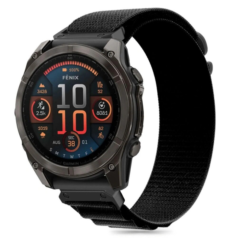 Tech-Protect Nylon Pro-band voor Garmin Fenix 5 / 6 / 6 Pro / 7 / 8 (47 mm) / E, zwart