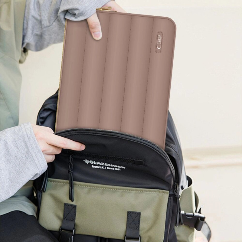 Tech-Protect Puffy Laptop 15-16" hoes met accessoiretas, Walnut