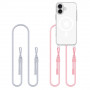 Tech-Protect FlexAir Chain MagSafe-hoesje voor Apple iPhone 16, transparant, met grijze en roze koordjes