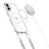 Tech-Protect FlexAir Chain MagSafe-hoesje voor Apple iPhone 16, transparant, met grijze en roze koordjes