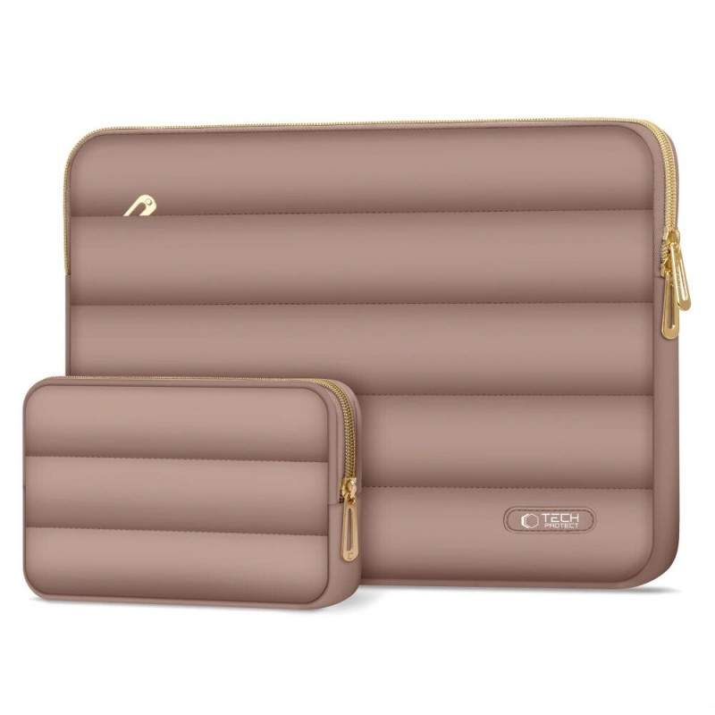 Tech-Protect Puffy Laptop 13-14" hoes met accessoiretas, Walnut