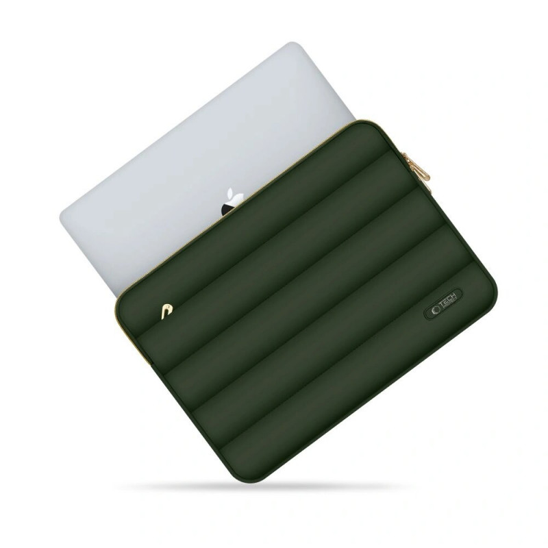 Tech-Protect Puffy Laptophoes 15-16" met accessoiretas, legergroen