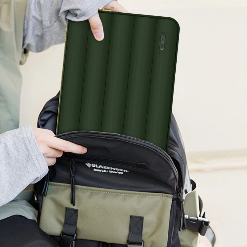 Tech-Protect Puffy Laptophoes 15-16" met accessoiretas, legergroen