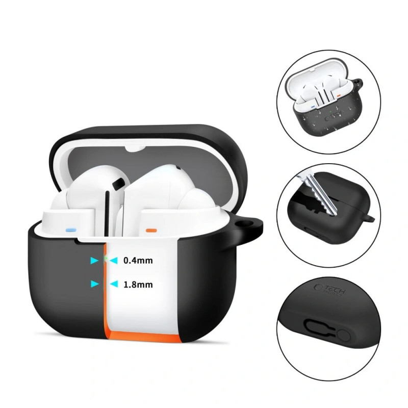Tech-Protect Siliconen Haakhoesje voor Samsung Galaxy Buds 3 / 3 Pro, Zwart