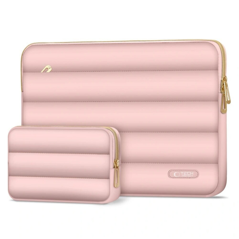 Tech-Protect Puffy Laptop 13-14" hoes met accessoiretas, Dusty Rose