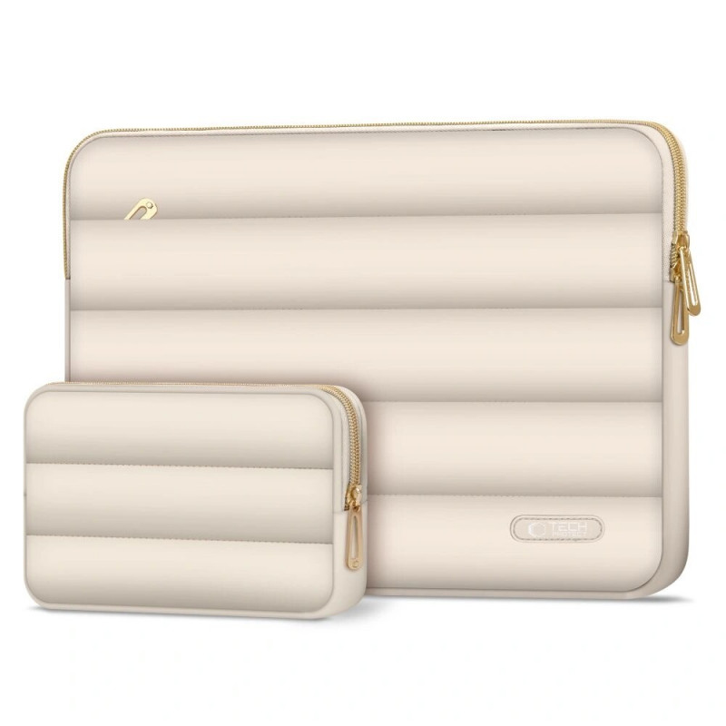 Tech-Protect Puffy Laptop 13-14" hoes met accessoiretas, Zand