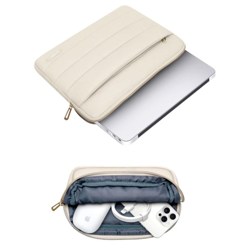 Tech-Protect Puffy Laptop 13-14" hoes met accessoiretas, Zand