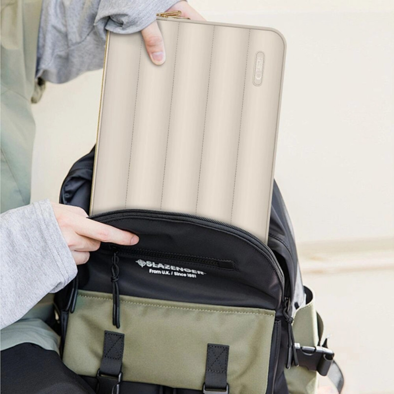 Tech-Protect Puffy Laptop 13-14" hoes met accessoiretas, Zand