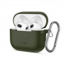 Tech-Protect Siliconen Hook-hoesje voor Apple AirPods 3 met karabijnhaak, olijfgroen