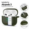 Tech-Protect Siliconen Hook-hoesje voor Apple AirPods 3 met karabijnhaak, olijfgroen