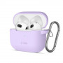 Tech-Protect Siliconen Hook-hoesje voor Apple AirPods 3 met karabijnhaak, lavendel