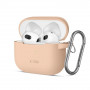 Tech-Protect Siliconen Hook-hoesje voor Apple AirPods 3 met karabijnhaak, Caffe Latte