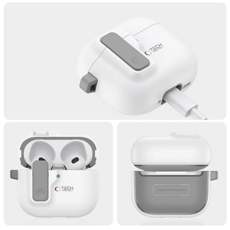 Tech-Protect Slim Hook-hoesje voor Apple AirPods 4, wit