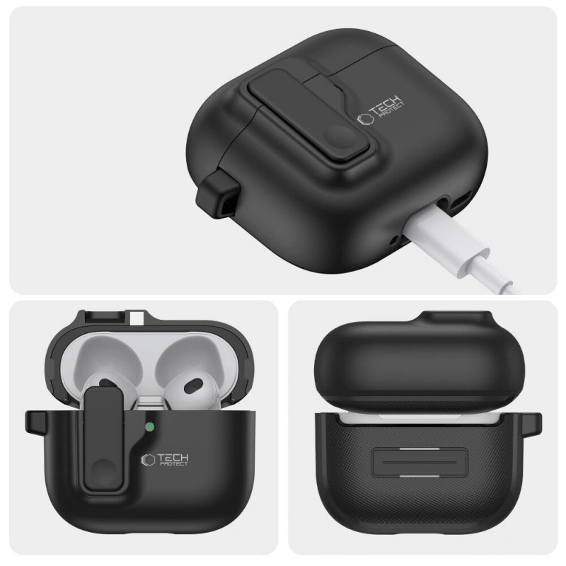 Tech-Protect Slim Hook-hoesje voor Apple AirPods 4, zwart