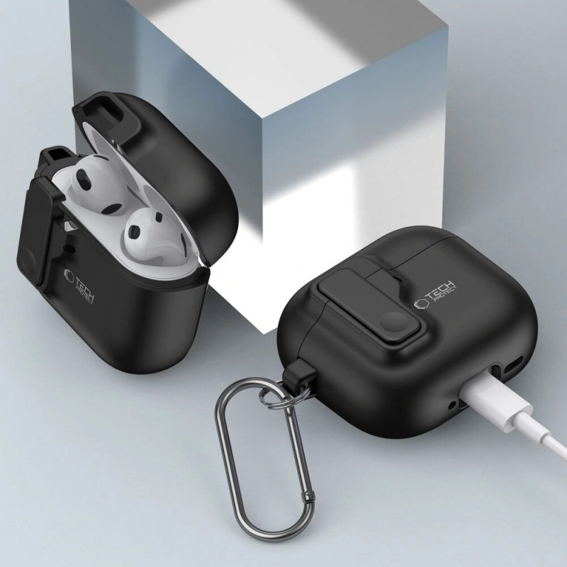 Tech-Protect Slim Hook-hoesje voor Apple AirPods 4, zwart
