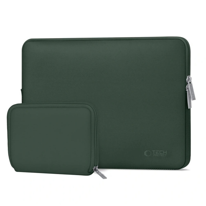 Tech-Protect NeoSlim Laptophoes 15-16" met accessoiretas, Midnight Green