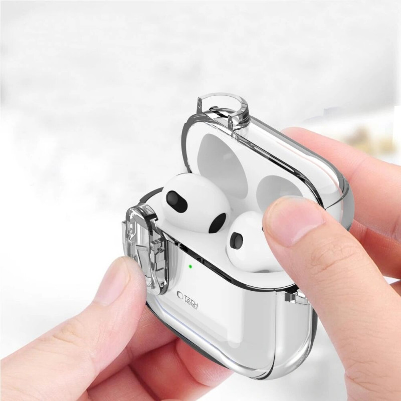 Tech-Protect Slim Hook-hoesje voor Apple AirPods 4, transparant