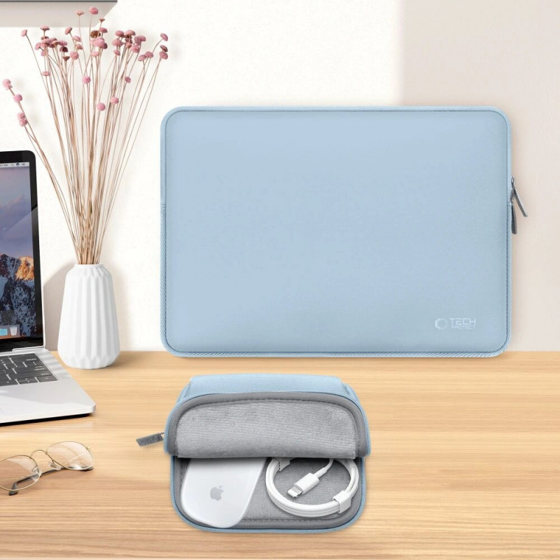 Tech-Protect NeoSlim Laptop 13-14" hoes met accessoiretas, Winter Blue