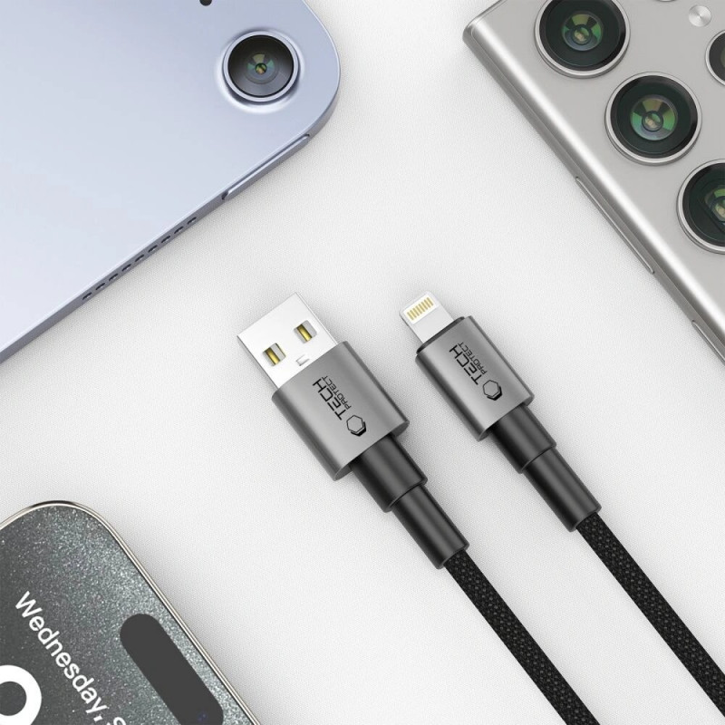 Tech-Protect Ultraboost DNA USB-A / Lightning-kabel 15W/2.4A 100 cm, Iron Grey