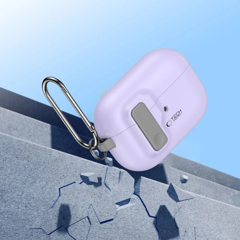 Tech-Protect Slim Hook-hoesje met karabijnhaak voor Apple AirPods Pro 1 / 2, lavendel